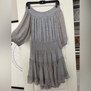 Stolen Hearts Blue Floral Off The Shoulder Dress - S